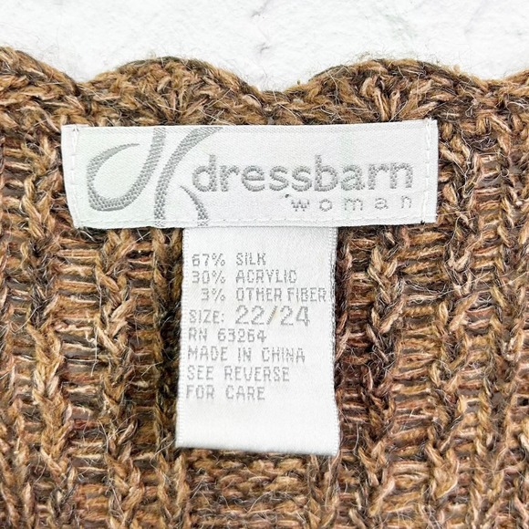 Vintage Brown Split Neck Silk Blend Sweater Size 22/24 - Picture 6 of 7